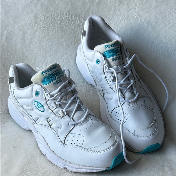Propet stability White and Teal Walking Shoes - Picture 1 of 11